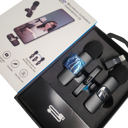 Micrófono Corbatero Inalámbrico Doble x2 – Lambo Tech